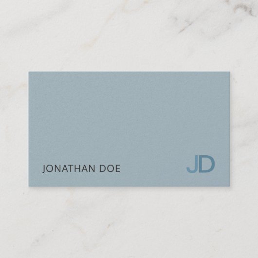 Elegant Blue Modern Monogram Luxury Pearl Finish Visitenkarte (Vorderseite)