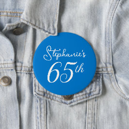 Elegant Blue Monogram 65. Geburtstagsparty Button