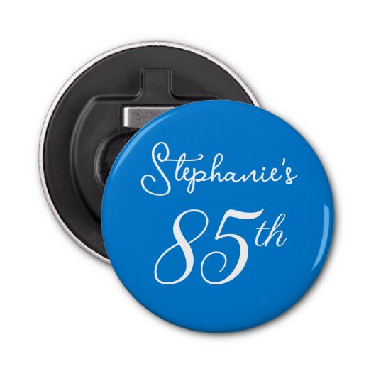 Elegant Blue Monogram 85. Geburtstagsparty Flaschenöffner (Vorderseite)