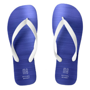 Elegant Blue Monogram Badesandalen