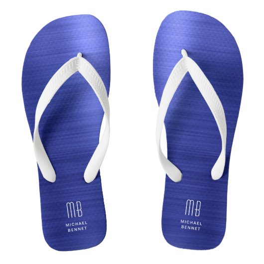Elegant Blue Monogram Badesandalen (Fußbett)