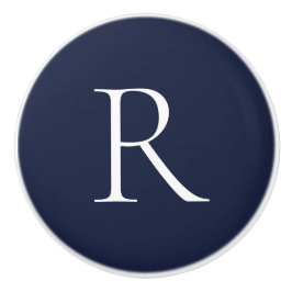 Elegant Blue Monogram Cabinet Accessory Keramikknauf