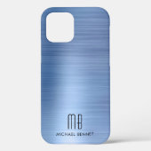 Elegant Blue Monogram Case-Mate iPhone Hülle (Rückseite)