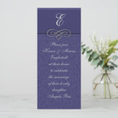 Elegant Blue Monogram Einladungen (Stehend Vorderseite)