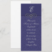 Elegant Blue Monogram Einladungen (Vorne/Hinten)