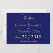 Elegant Blue Monogram Gold Save the Date (Rückseite)