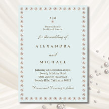 Elegant Blue Monogram Pearl Wedding