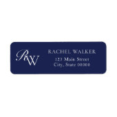 Elegant Blue Monogram Return Address (Vorne)
