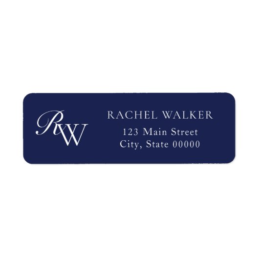 Elegant Blue Monogram Return Address (Vorne)