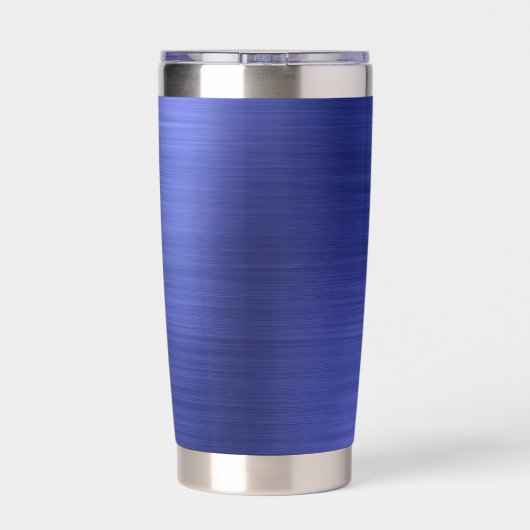 Elegant Blue Monogram Thermobecher (Rückseite)