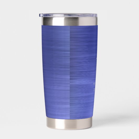 Elegant Blue Monogram Thermobecher (Rechts)