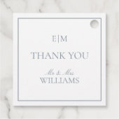 Elegant Blue Monogram Vielen Dank Script Wedding Geschenkanhänger (Rückseite)