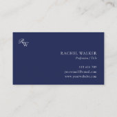 Elegant Blue Monogram Visitenkarte (Rückseite)