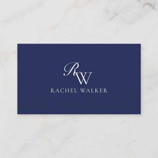 Elegant Blue Monogram Visitenkarte (Vorderseite)