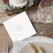Elegant Blue Monogram Wedding Cocktail Napkin Serviette