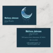 Elegant Blue Moon Watercolor Visitenkarte (Vorne/Hinten)