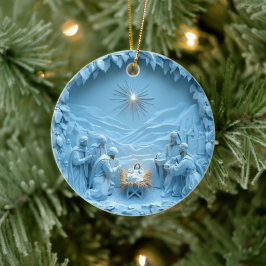 Elegant Blue Nativity Scene Weihnachtsschmuck
