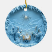 Elegant Blue Nativity Scene Weihnachtsschmuck (Vorne)
