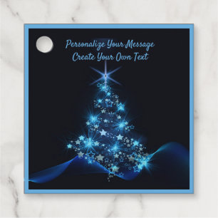Elegant Blue Neon Christmas Tree Personalize Geschenkanhänger