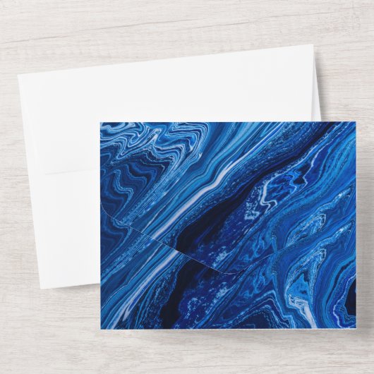 Elegant Blue Ocean Waves Bar Mitzvah All In One Einladung (Rückseite)