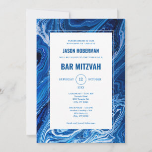 Elegant Blue Ocean Waves Bar Mitzvah Einladung