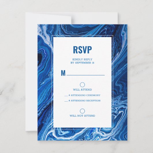 Elegant Blue Ocean Waves Bar Mitzvah RSVP Karte (Vorderseite)