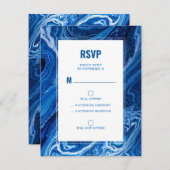 Elegant Blue Ocean Waves Bar Mitzvah RSVP Karte (Vorne/Hinten)