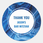 Elegant Blue Ocean Waves Bar Mitzvah Runder Aufkleber (Vorderseite)