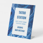 Elegant Blue Ocean Waves Bar Mitzvah Sockelschild (Vorderseite)