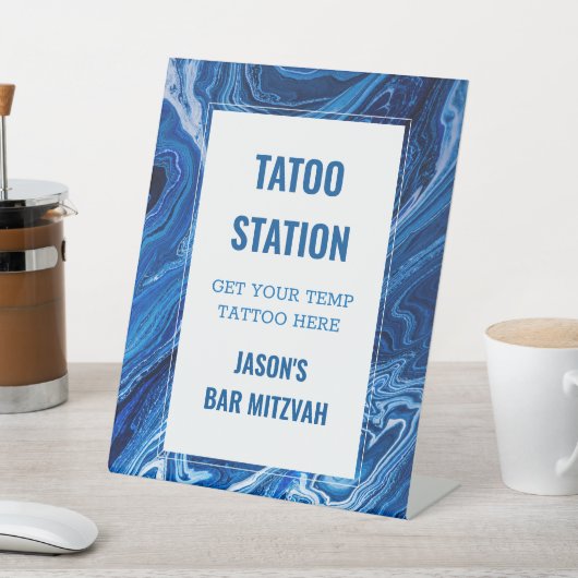 Elegant Blue Ocean Waves Bar Mitzvah Sockelschild (In SItu)