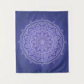 Elegant Blue Om Mandala Tapestry Wandteppich (Vorderseite)