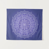 Elegant Blue Om Mandala Tapestry Wandteppich (Vorderseite (Horizontal))