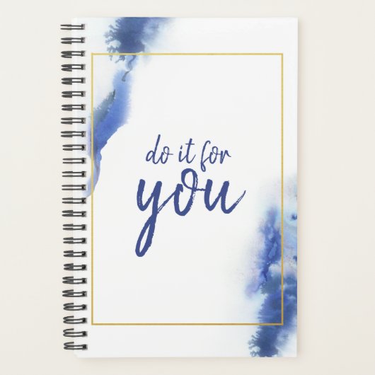 Elegant Blue Ombre Marble Machen Sie es für Sie Zi Planer (Vorderseite)