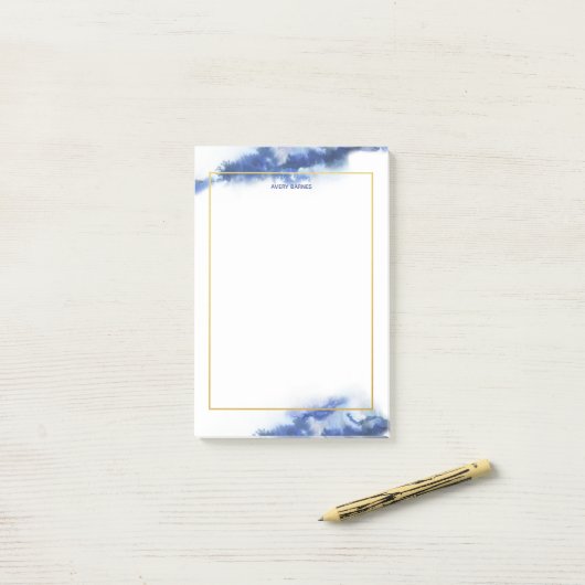 Elegant Blue Ombre Marble Personalisiert Post-it Klebezettel (Auf Schreibtisch)