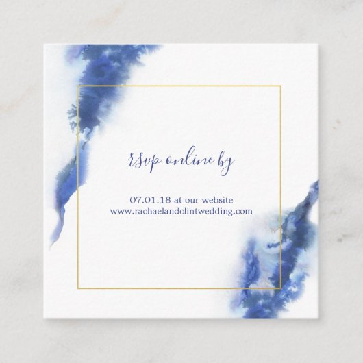 Elegant Blue Ombre Marble Wedding RSVP Cards Begleitkarte (Vorderseite)