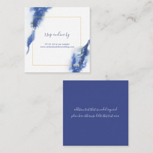 Elegant Blue Ombre Marble Wedding RSVP Cards Begleitkarte (Vorne/Hinten)