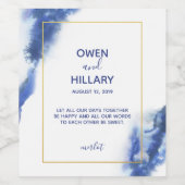 Elegant Blue Ombre Marble Wedding Weinetikett (Einzelnes Label)