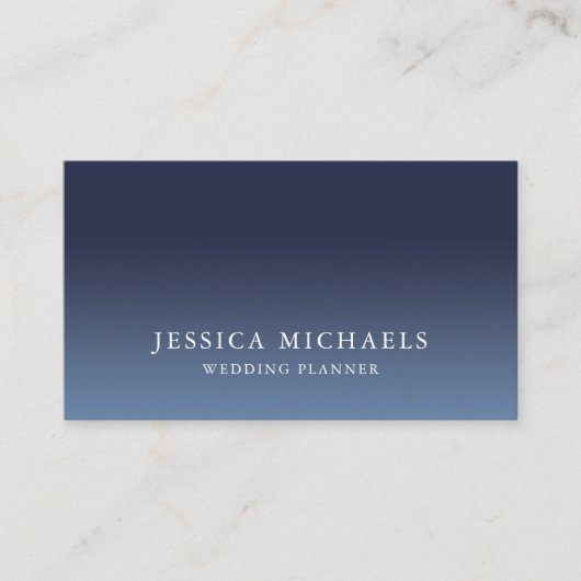 Elegant Blue Ombre Minimalistisch Business Card Visitenkarte (Vorderseite)