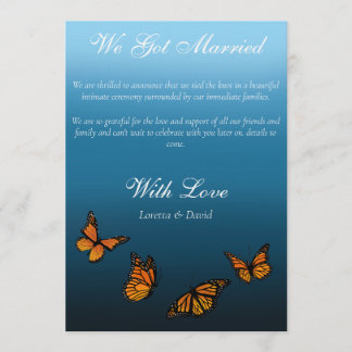 Elegant Blue Ombre Romantic Monarch Butterfly Einladung