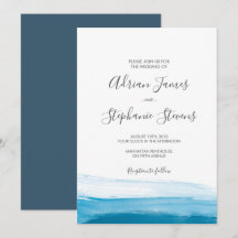 Elegant Blue Ombre Watercolor Hochzeit Einladung