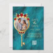 Elegant Blue Opulence Gold Luxus königliche Einlad Einladung (Rückseite)