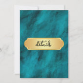 Elegant Blue Opulence Gold Luxus Königsdetails Einladung (Rückseite)