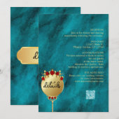 Elegant Blue Opulence Gold Luxus Königsdetails Einladung (Vorne/Hinten)