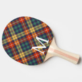 Elegant blue & orang tartan plaid Monogram Tischtennis Schläger (Seitenansicht)
