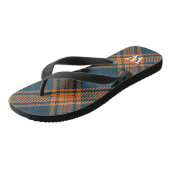 Elegant blue & orang tartan plaid Personalized  Badesandalen (Schrägansicht)