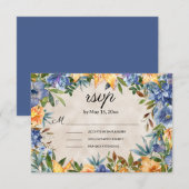 Elegant Blue Orange Blume Tiger Lilies Wedding RSVP Karte (Vorne/Hinten)
