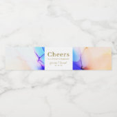 Elegant Blue Orange Wedding Wasserflaschenetikett (Einzelnes Label)