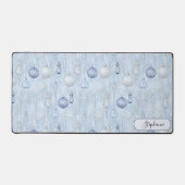 Elegant Blue Ornament Pattern Desk Mat Custom Schreibtischunterlage (Vorderseite)