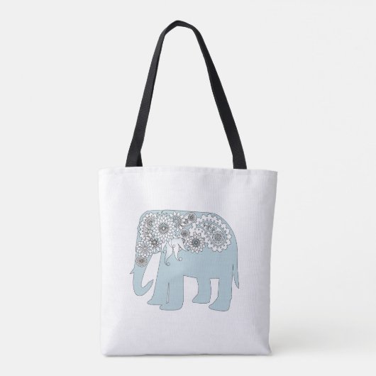Elegant Blue Paisley Elephant Tasche (Rückseite)