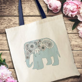 Elegant Blue Paisley Elephant Tragetasche